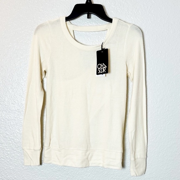 NWT Chaser Cross Back Barre Sweater in Cream - Picture 1 of 4